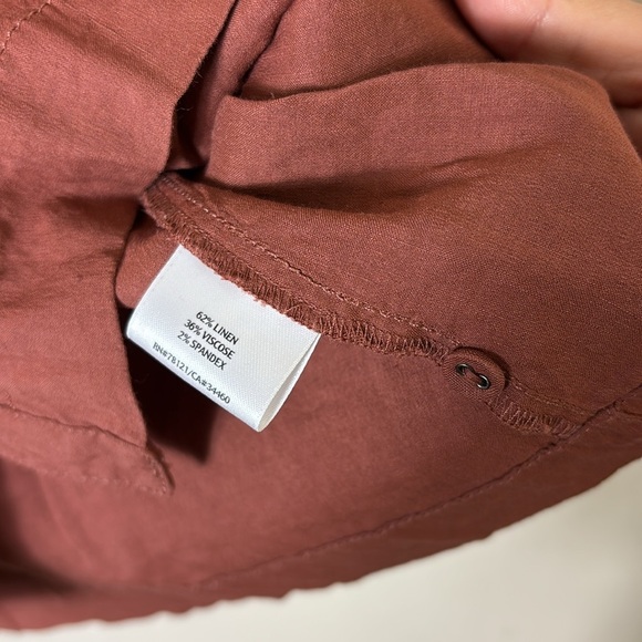 Eileen Fisher Linen Blend Button Down Shirt Jacket Rusty Brown Size М - Picture 4 of 9